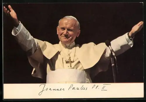 AK Papst Johannes Paul II. die Arme ausbreitend