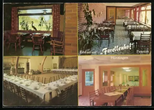 AK Hünzingen b. Walsrode, Restaurant-Pension Forellenhof, Innenansichten