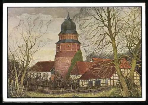 Künstler-AK Diepholz, Ansicht vom Schloss