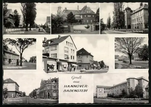 AK Hannover-Badenstedt, Badenstadter-Str., Im Reihpiepenfelde, Kirche, Schule Diesterweg, Kapellenweg, Fr.-Ebert-Schule