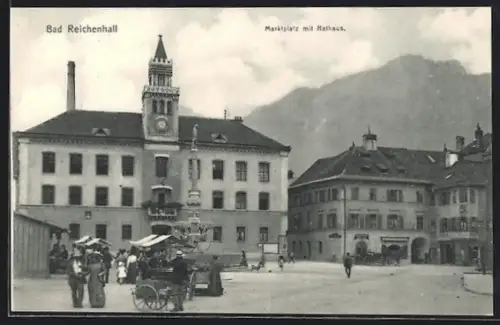 AK Bad Reichenhall, Marktplatz mit Rathaus