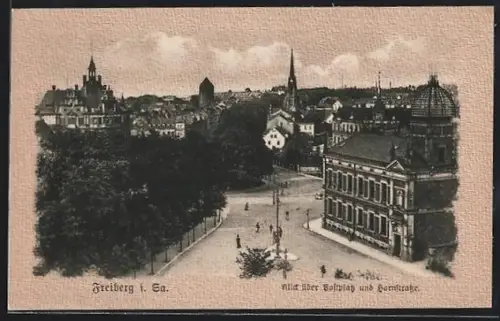 AK Freiberg / Sa., Postplatz und Hornstrasse