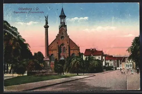 AK Oldenburg i. Gr., Siegessäule, Friedenskirche