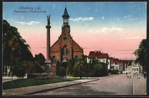 AK Oldenburg i. Gr., Siegessäule, Friedenskirche