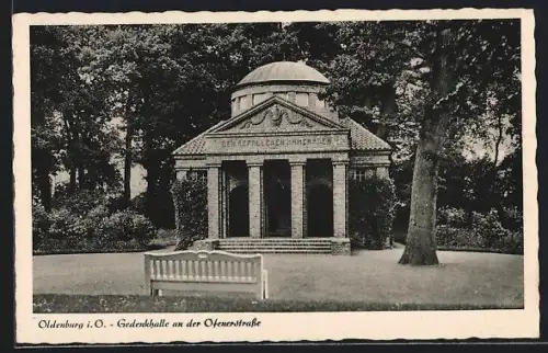 AK Oldenburg i. O., Gedenkhalle an der Ofenerstrasse