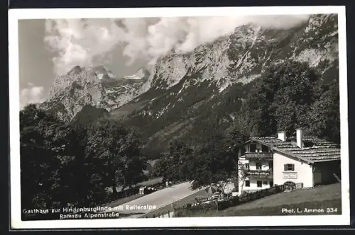 AK Ramsau / Berchtesgaden, Gasthaus zur Hindenburglinde mit Reiteralpe