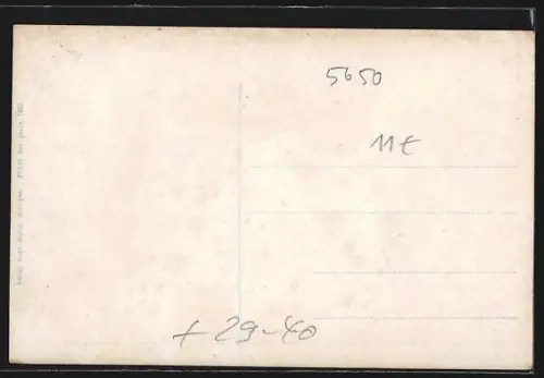 Goldfenster-AK Solingen, Totalansicht und Kirche mit leuchtenden Fenstern