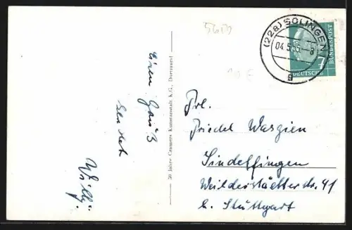 AK Solingen, Haupt- und Cronenbergerstrasse mit Strassenbahn