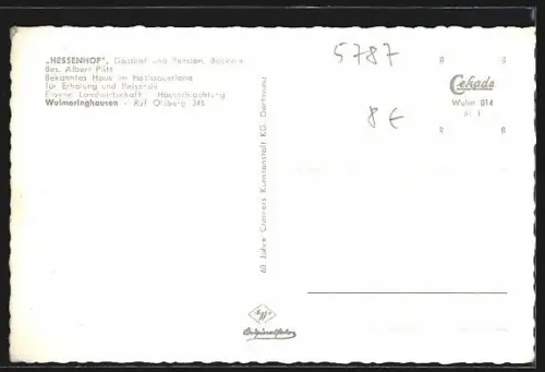 AK Wulmeringhausen /Hochsauerland, Gasthof-Pension Hessenhof, Innenansicht