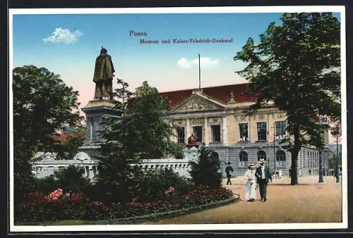 AK Posen / Poznan, Museum und Kaiser-Friedrich-Denkmal
