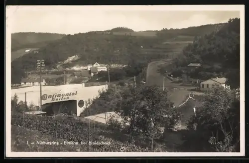 AK Breidscheid, Einfahrt zum Nürburgring bei Breidscheid, Werbung für Continental-Reifen, Autorennen