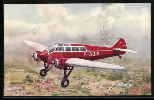 AK Zweimotoriges Monsopar S.T. 25 Bereisungs-Flugzeug im Fluge