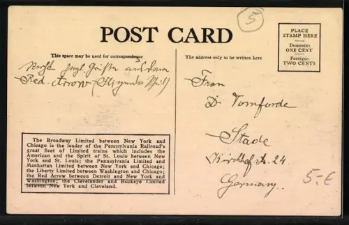 AK Eisenbahn der Pennsylvania Railroad auf Fahrt von New York nach Chicago wird von Flugzeug begleitet