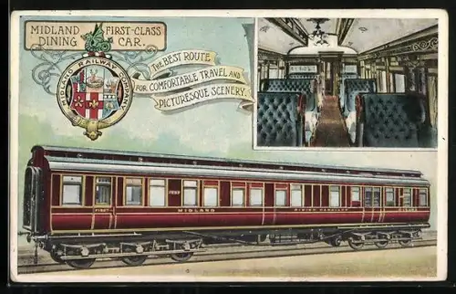 AK Midland First-Class dining car, englische Eisenbahn
