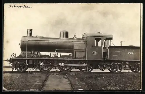 AK Schwedische Dampflokomotive mit Kohlentender