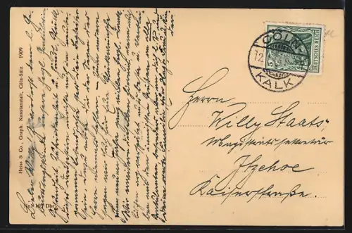 AK Cöln a. Rh., Springbrunnen am Dom, Strassenbahn