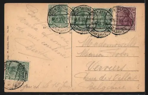 AK Cöln a. Rh., Hängebrücke mit Strassenbahn