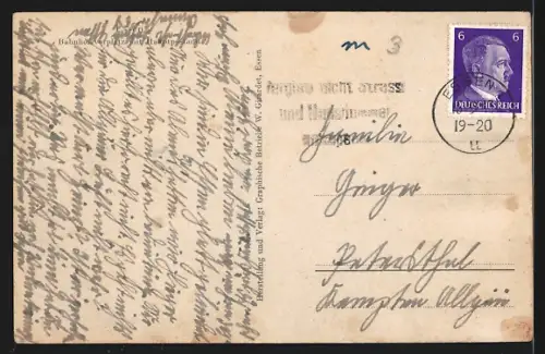 AK Essen, Bahnhofsvorplatz mit Hauptpostamt und Strassenbahnen