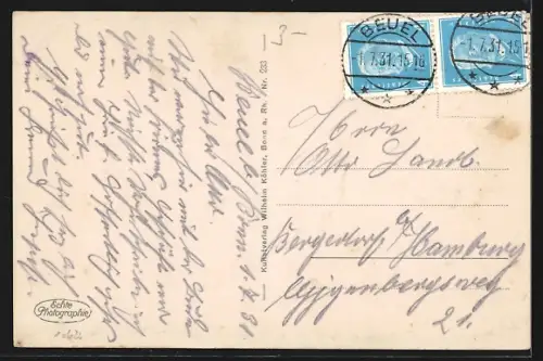 AK Bonn, Rheinbrücke und Blick auf das Siebengebirge