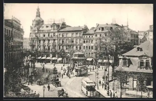 AK Frankfurt a. M., Hauptwache und Zeil, Strassenbahn