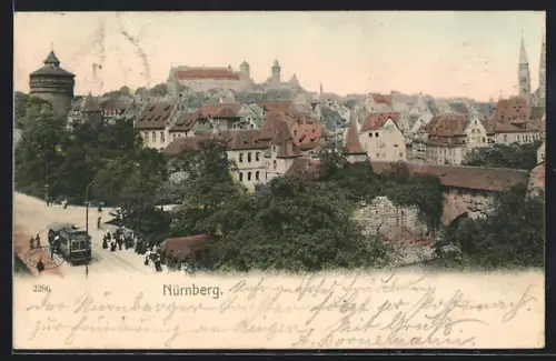 AK Nürnberg, Stadtansicht mit Strassenbahn