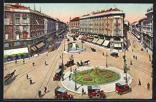 AK Milano, Panorama, Strassenbahn