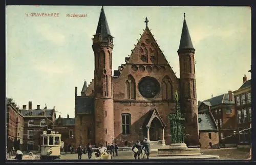 AK `s Gravenhage, Ridderzaal, Strassenbahn