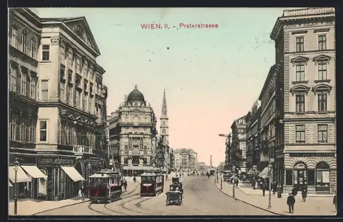AK Wien, II., Praterstrasse, Strassenbahn
