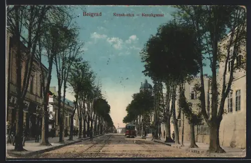 AK Belgrad, Konakgasse mit Strassenbahn
