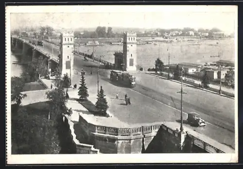 AK Warszawa, Most Ks. Poniatowskiego, Strassenbahn