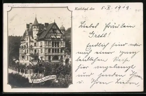 AK Karlsbad, Hotel Villa Schäffler