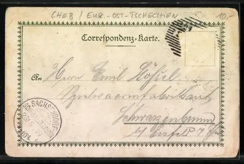 Lithographie Eger, Gasthaus Ratskeller, Aussen- u. Innenansichten