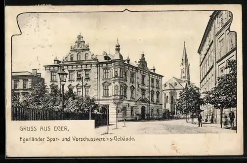 AK Eger, Egerländer Spar- und Vorschluss-Verins-Gebäude, Evangelische Kirche