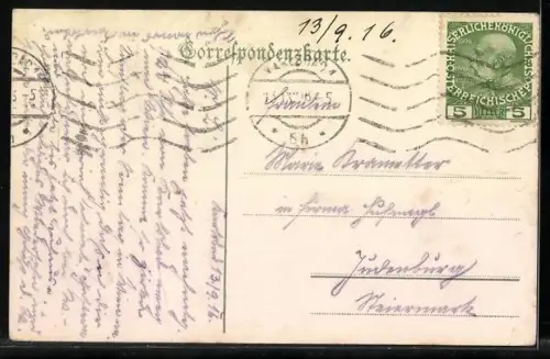 AK Karlsbad, Leute vor dem Café und Restaurant Klein Versailles