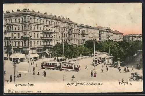 AK Wien I, Ringstrasse, Kärntnerring, Strassenbahnen