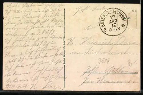 AK Biberach / Riss, Marktplatz mit Turmgebäuden