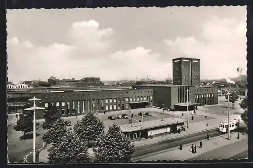 AK Oberhausen / Rheinland, Hauptbahnhof, Strassenbahn