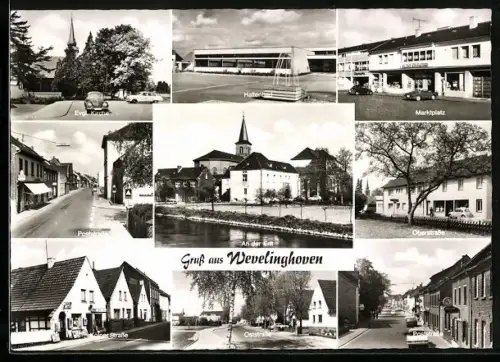 AK Wevelinghoven / Erft, Kölner Strasse, Marktplatz, An der Erft, Hallenbad, Poststrasse, Oberstrasse