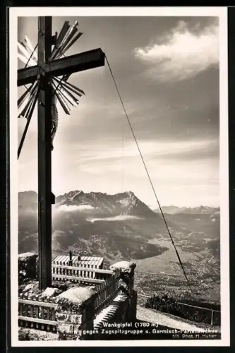AK Garmisch-Partenkirchen, Wankgipfel, Blick zur Zugspitzgruppe