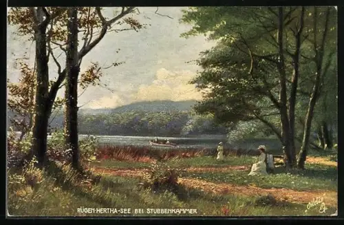 Künstler-AK Raphael Tuck & Sons Nr.: 689 B, Stubbenkammer, Idyll am Hertha-See