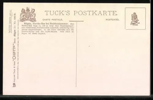 Künstler-AK Raphael Tuck & Sons Nr.: 689 B, Stubbenkammer, Idyll am Hertha-See