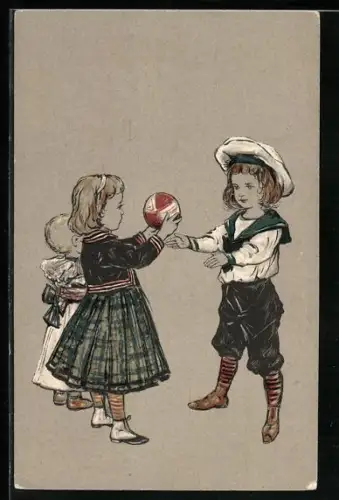 AK Kinder mit einem Ball als Spielzeug