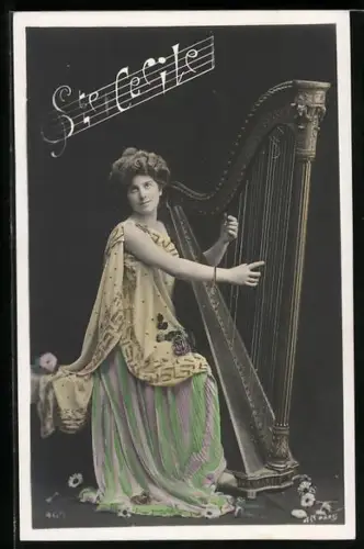 AK Ste. Cecile, Schöne Harfnerin