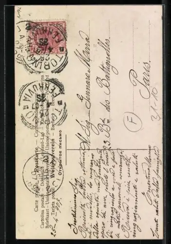 AK hübsche Frau spielt Harfe, Bonne Annee