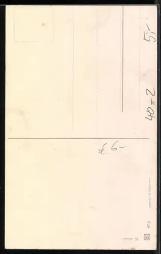 Künstler-AK Frau bürstet die Haare auf ihren Zähnen