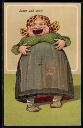 Künstler-AK Gesicht, Frau in bäuerlicher Tracht lacht beherzt