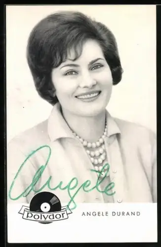 AK Musikerin Angele Durand mit Perlenkette, Autograph