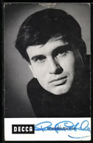 AK Musiker Porträt Drafi Deutscher, Autograph