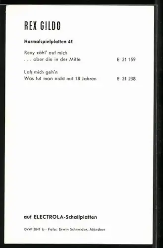 AK Musiker Rex Gildo mit charmantem Lächeln, Autograph