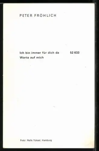 AK Musiker Peter Frählich im Anzug, Autograph